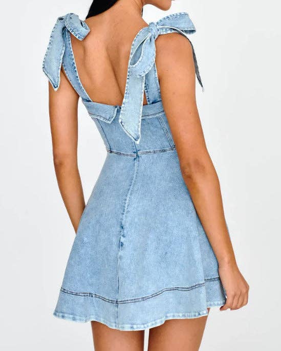 Denim String Shoulder Simple Mini Dress