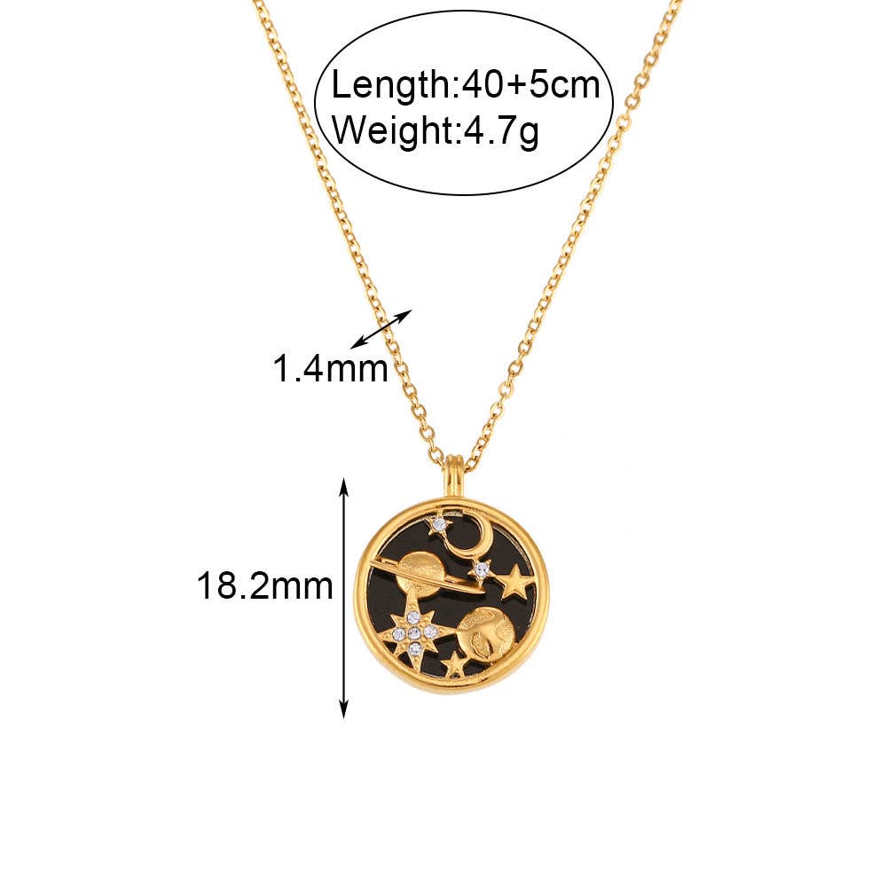 Moon Star Shell Round Pendant Necklaces DPJN2746