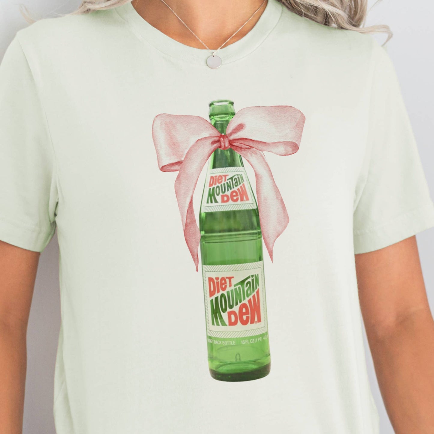 Diet Mountain Dew Coquette Pink Bow Vintage Soda Graphic Tee