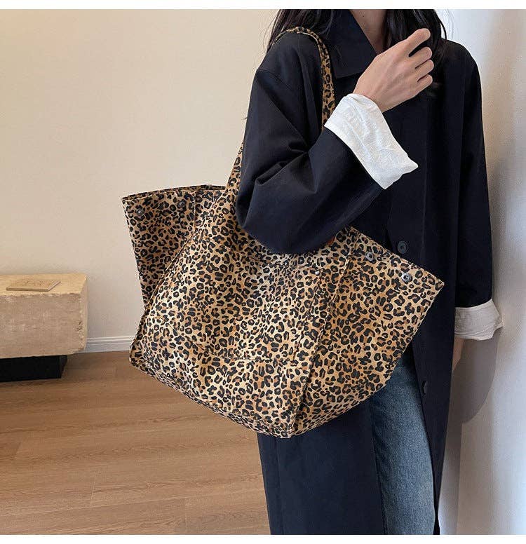 Leopaed Print Shoulder Bag Large Capacity Tote Bag DPB1625