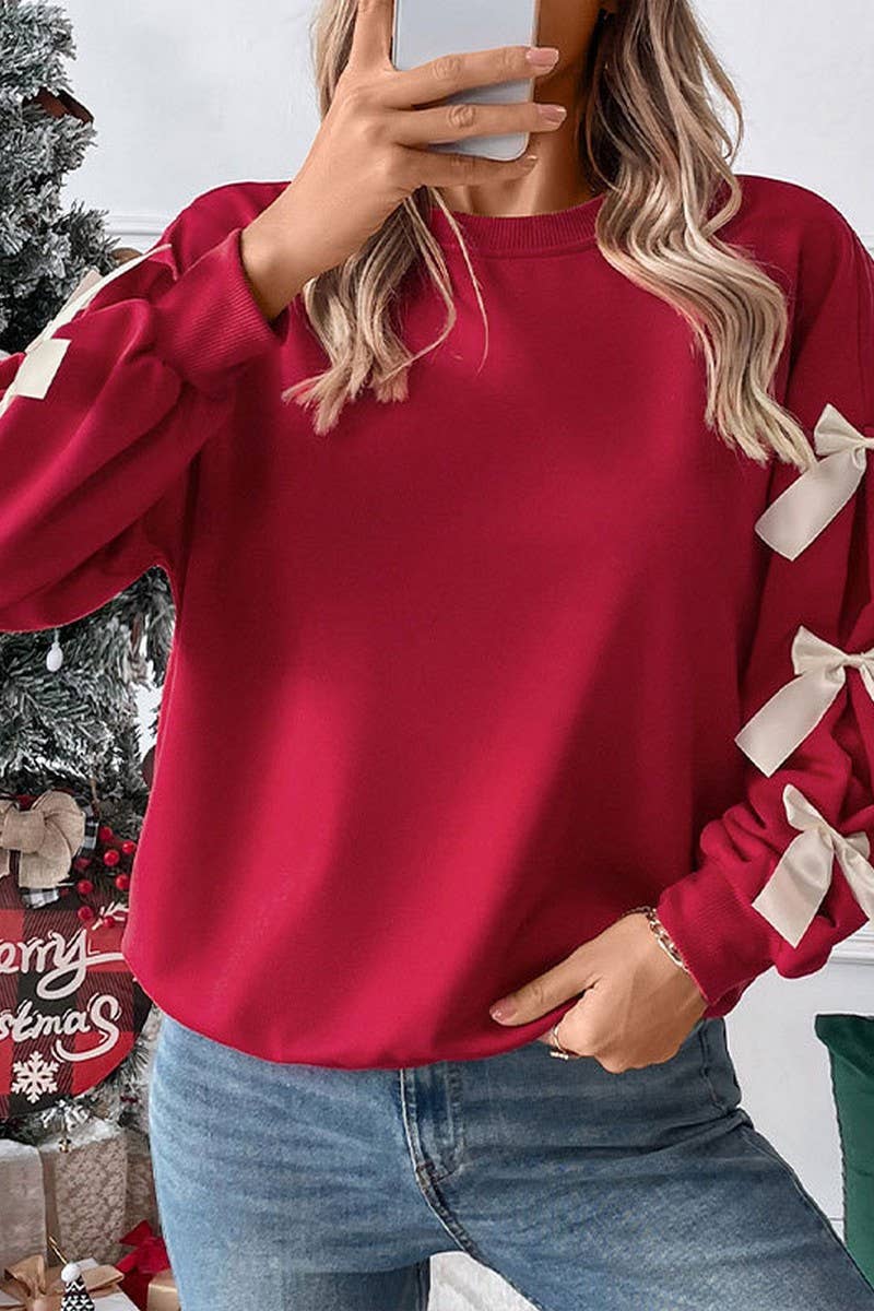 BOW RED CHRISTMAS SWEATSHIRT