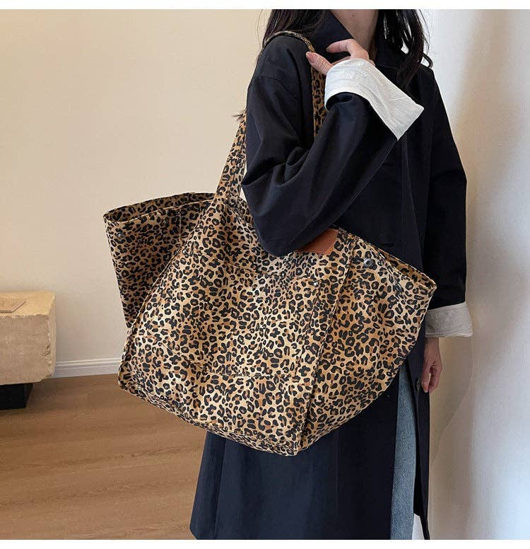 Leopaed Print Shoulder Bag Large Capacity Tote Bag DPB1625