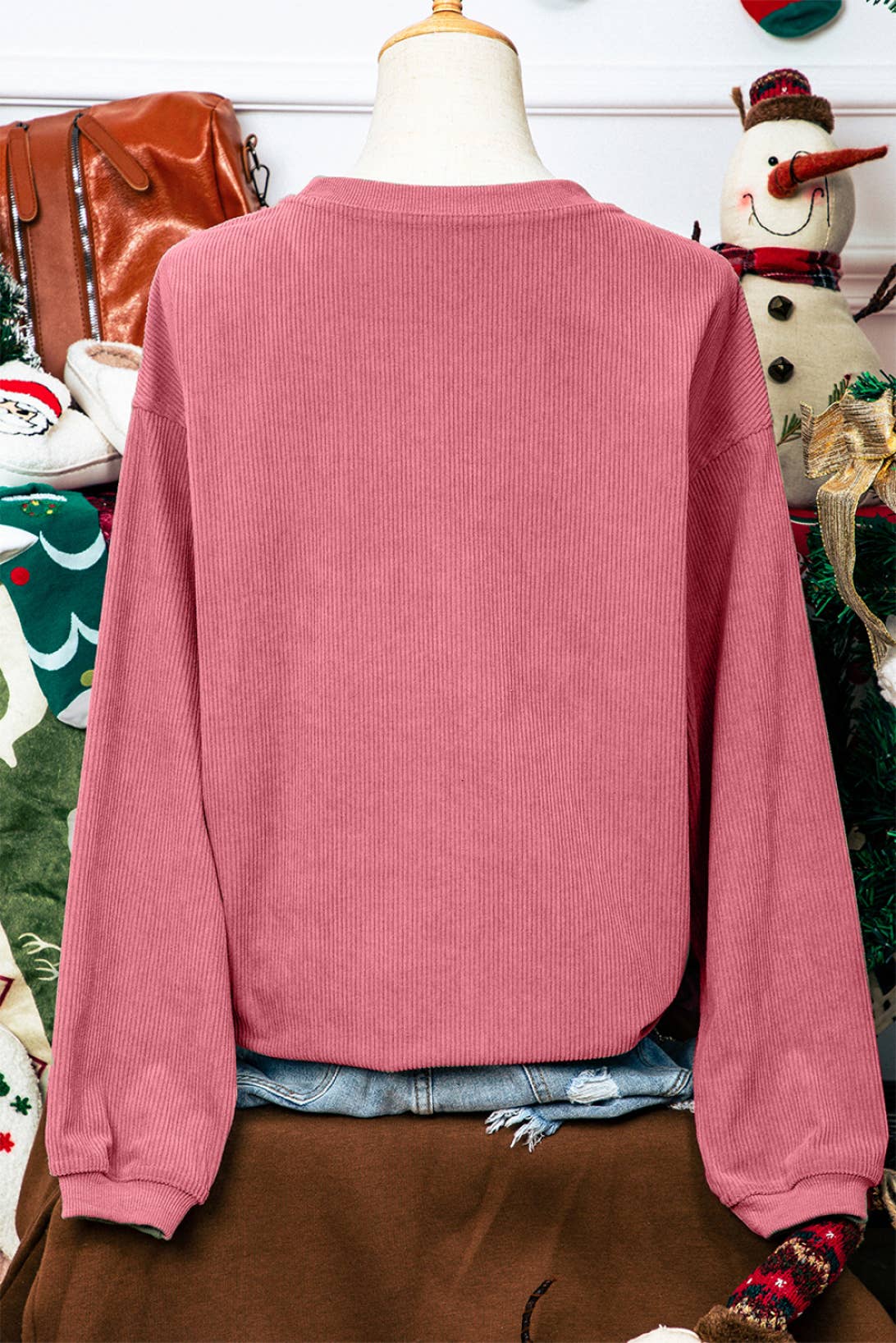 MERRY Christmas Chenille Embroidered Corded Sweatshirt