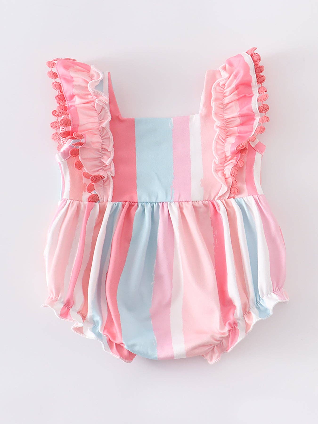 Colored Stripe Ruffle Baby Romper