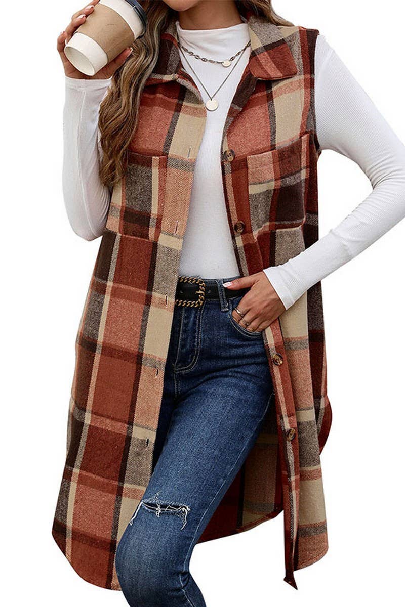 MID-LENGTH PLAID VEST