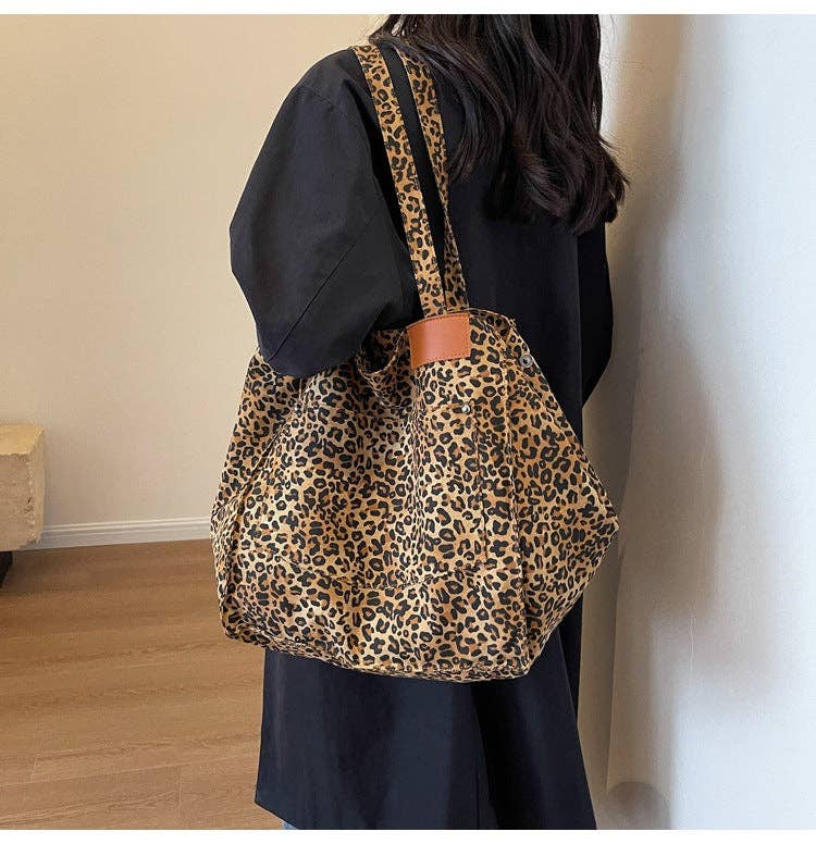 Leopaed Print Shoulder Bag Large Capacity Tote Bag DPB1625
