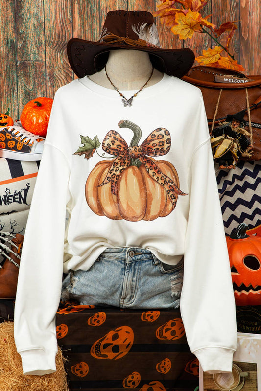 Halloween Thanksgiving Pumpkin Graphic Crewneck Sweatshirt