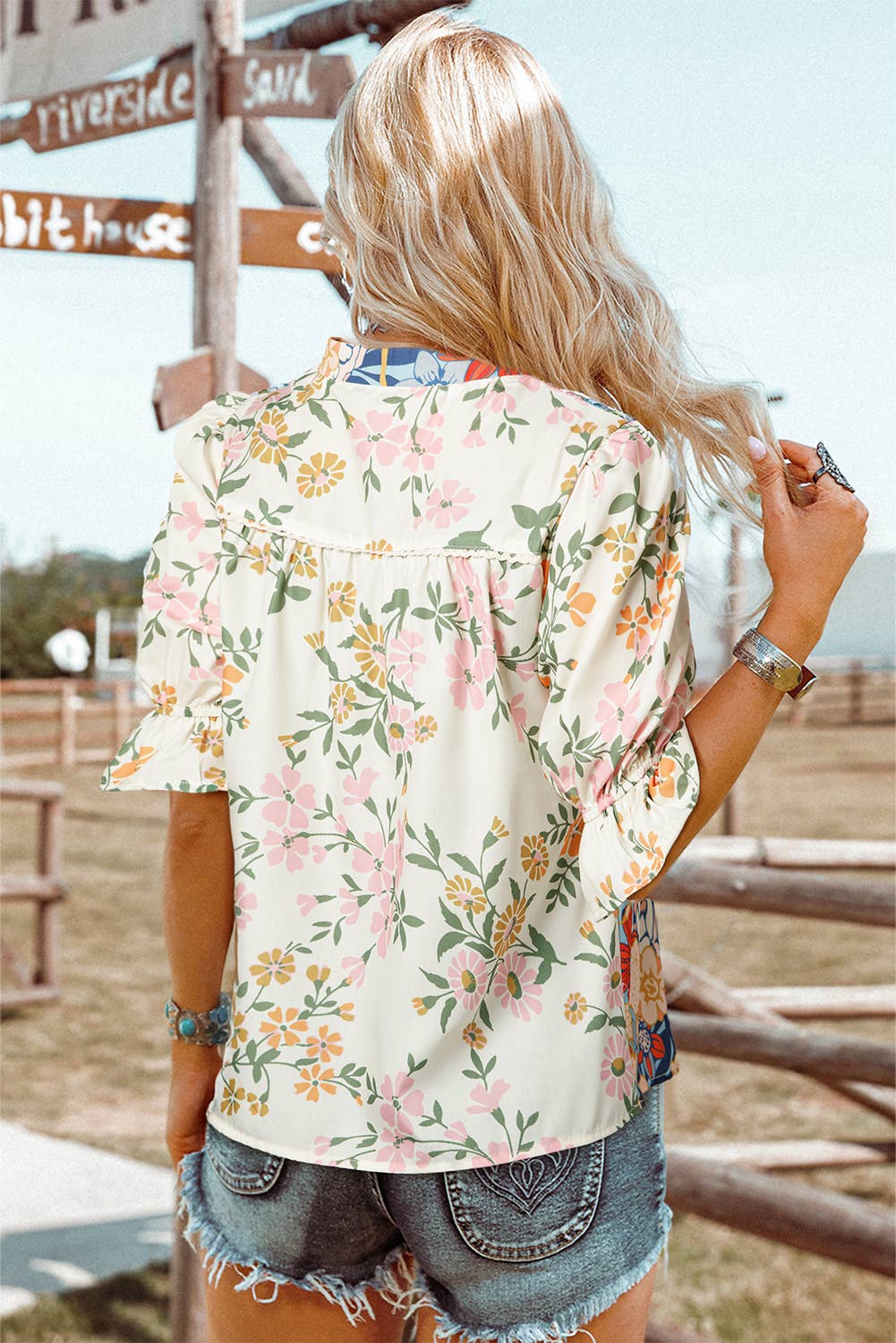 Fashion-W Crochet Boho Half & Long Sleeve Floral Blouse