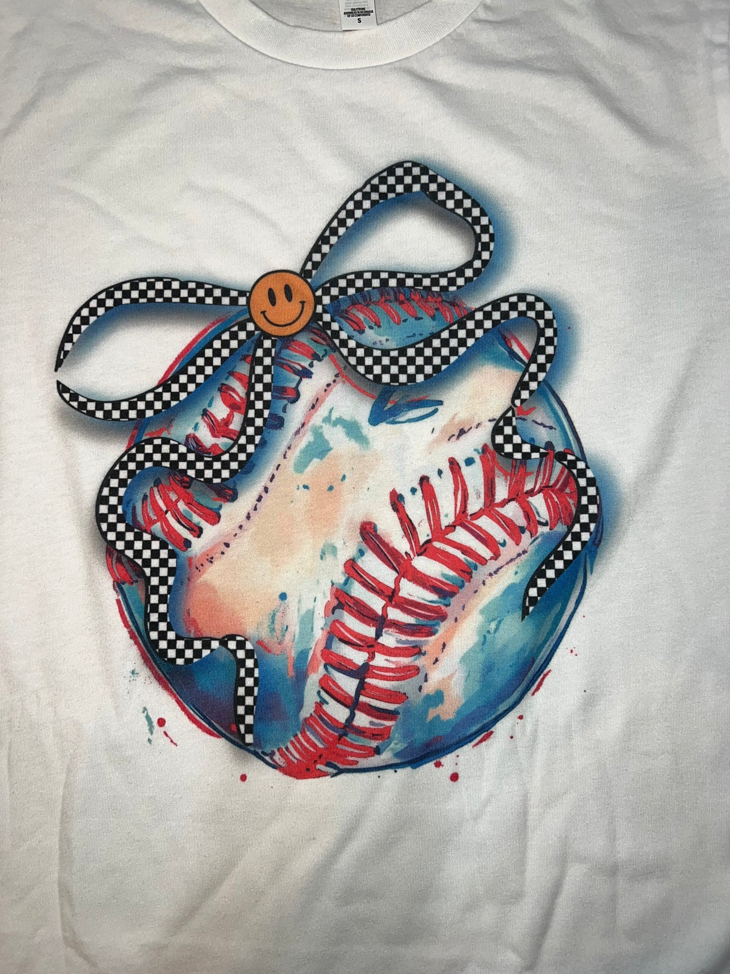 90's Baseball Sport Checkered Game Day Graphic Tee