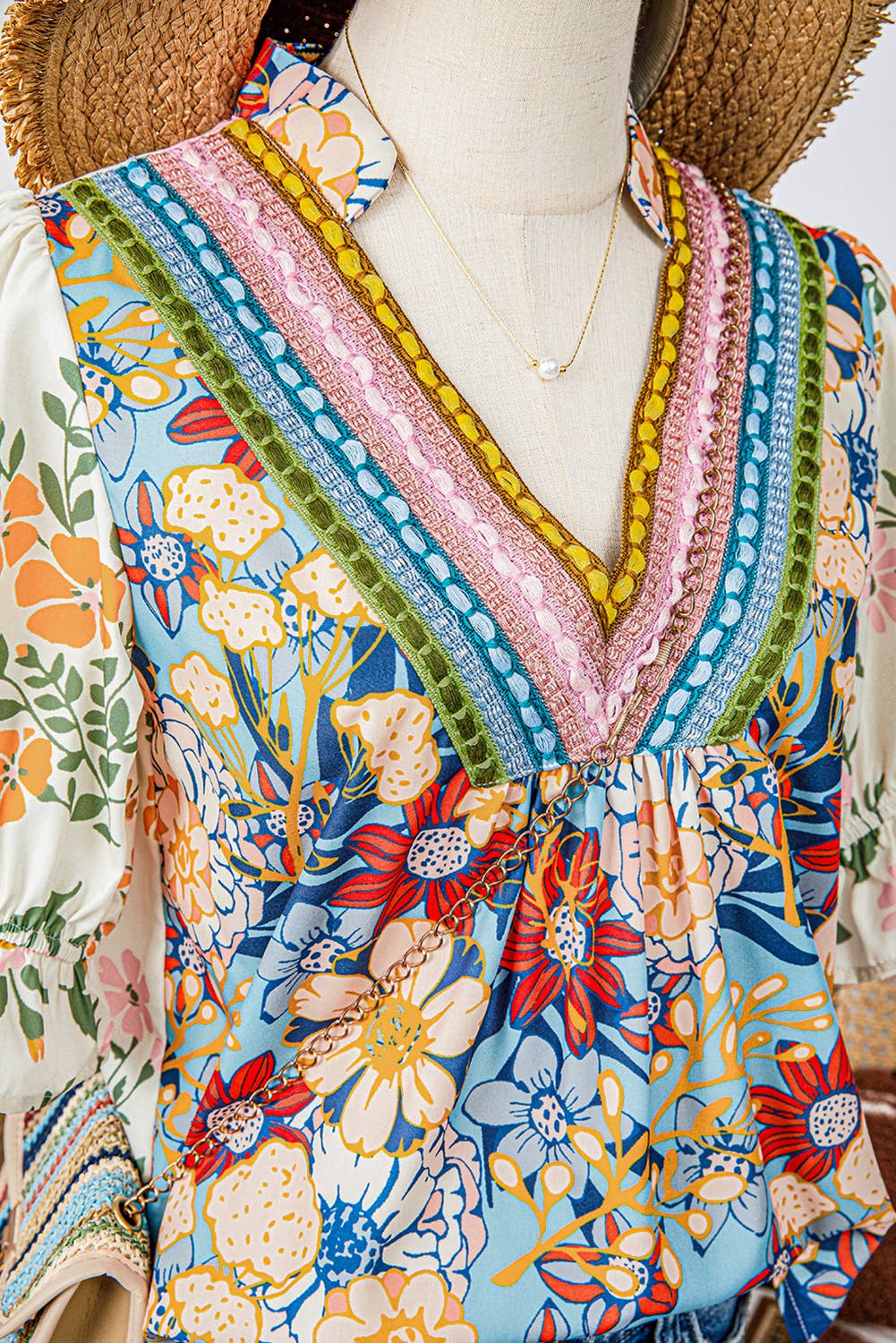 Fashion-W Crochet Boho Half & Long Sleeve Floral Blouse