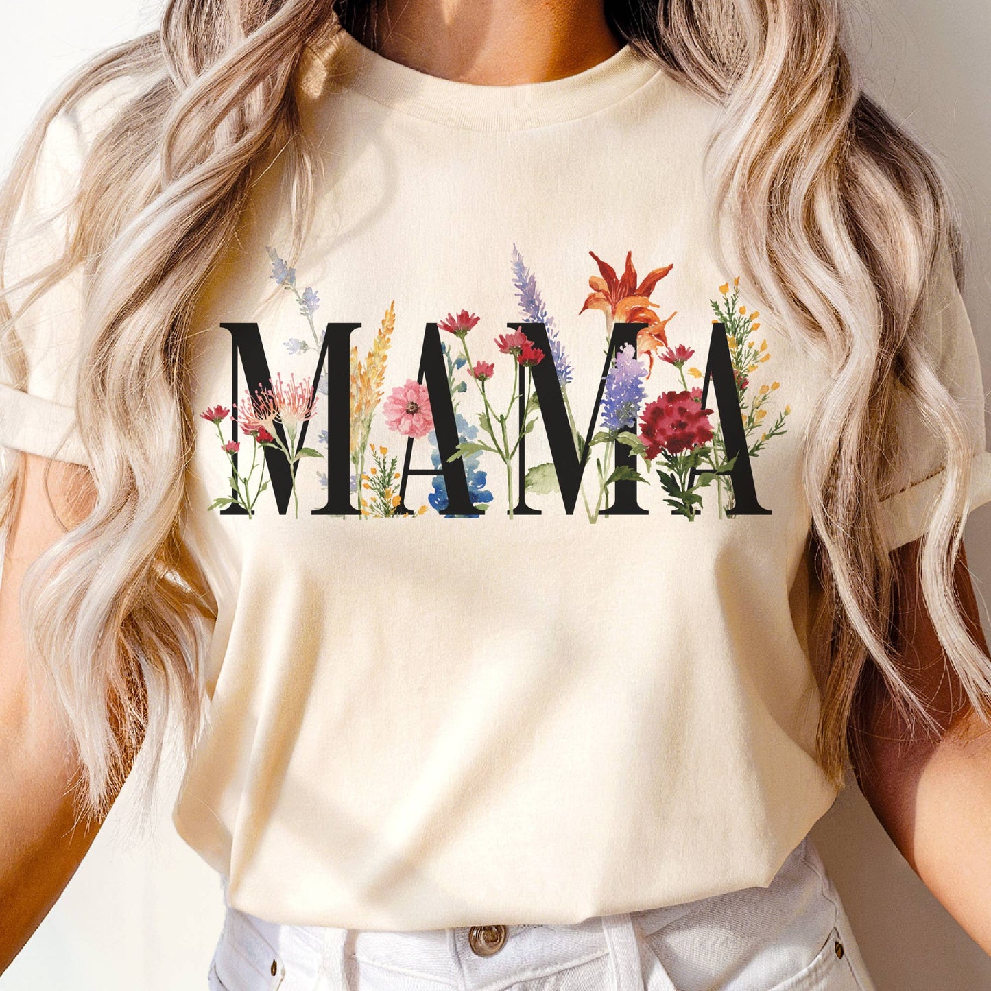 Mama Floral summer Mothers Day Mom Flowers Graphic Tee