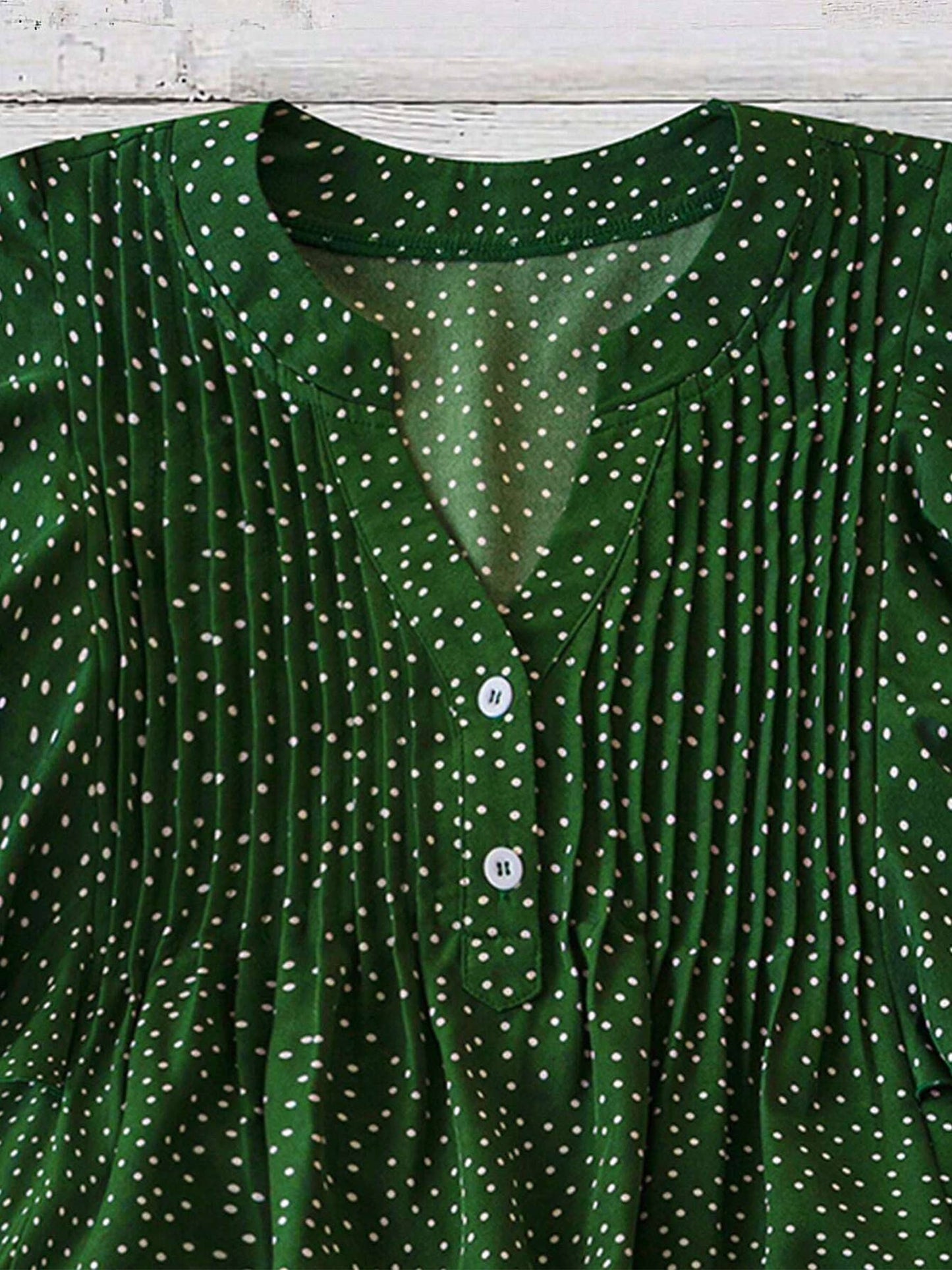 V-neck Button Pleated Top
