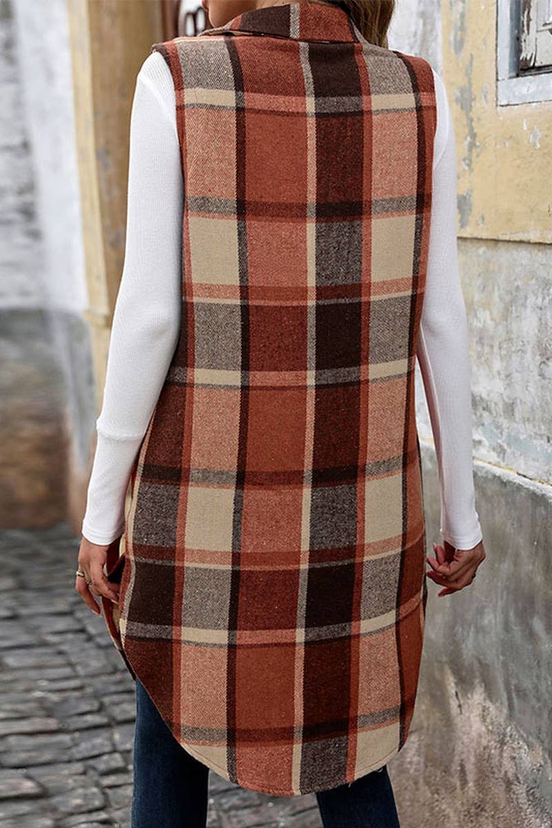MID-LENGTH PLAID VEST
