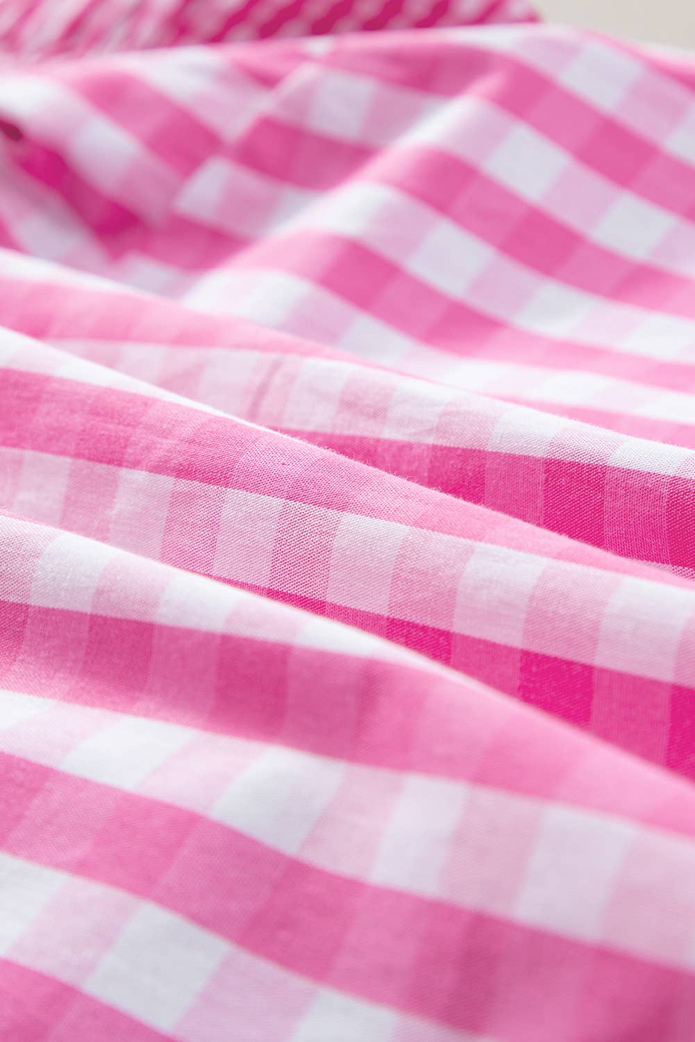 Gingham Plaid Ruffle Sleeve Blouse