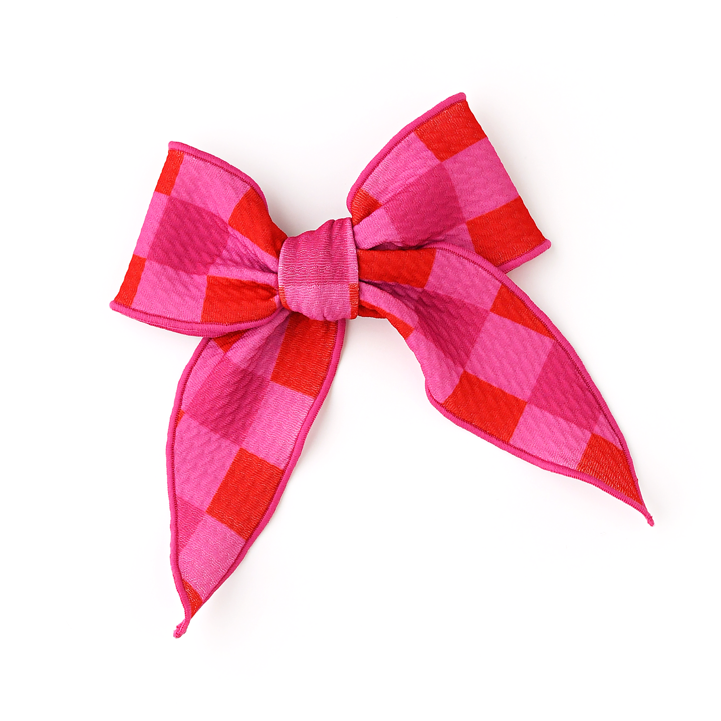 Sydney Pink Checks Clip Bow Valentines Day Hair Accessory