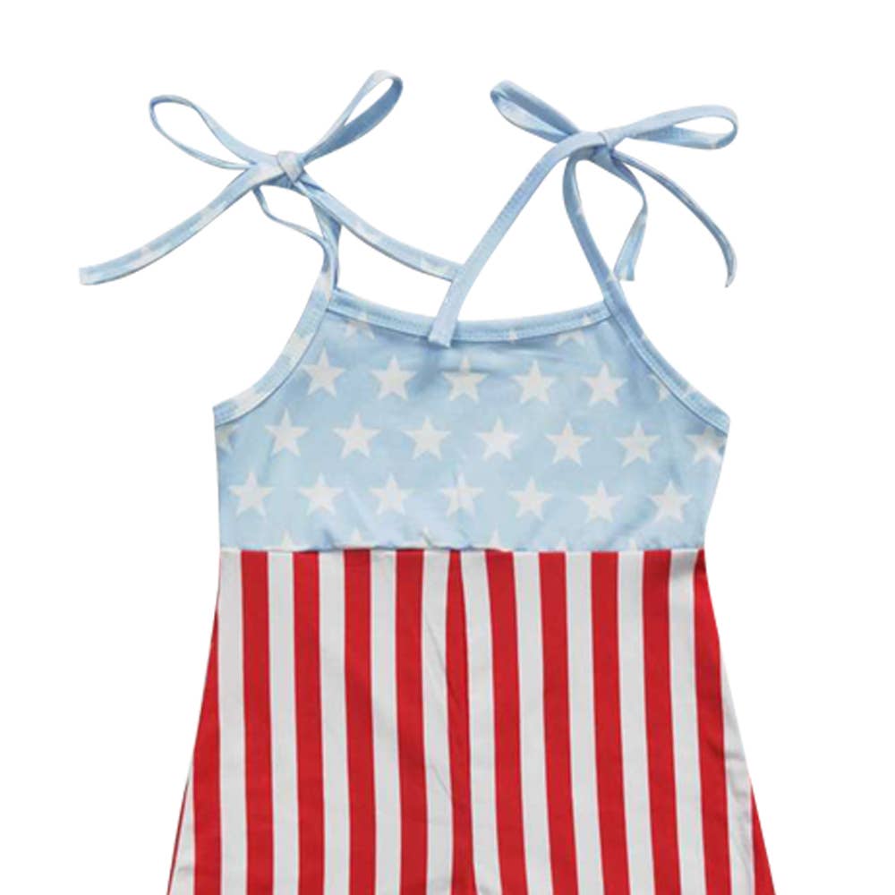 Baby Girls 4th Of July Stars Bell Bottom Jumpsuits