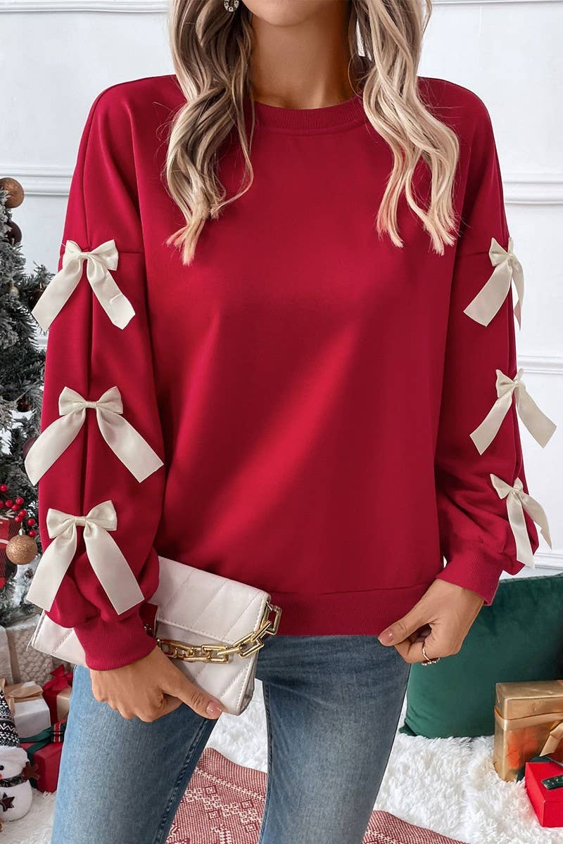 BOW RED CHRISTMAS SWEATSHIRT