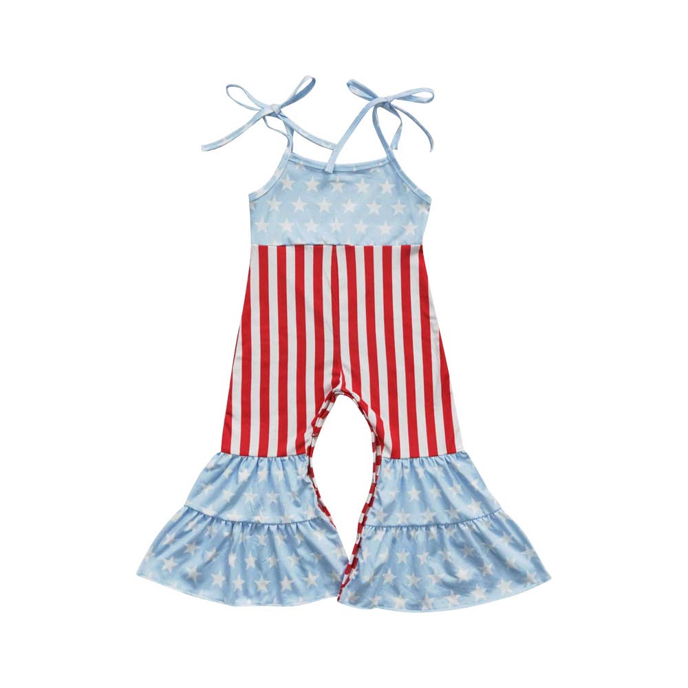 Baby Girls 4th Of July Stars Bell Bottom Jumpsuits