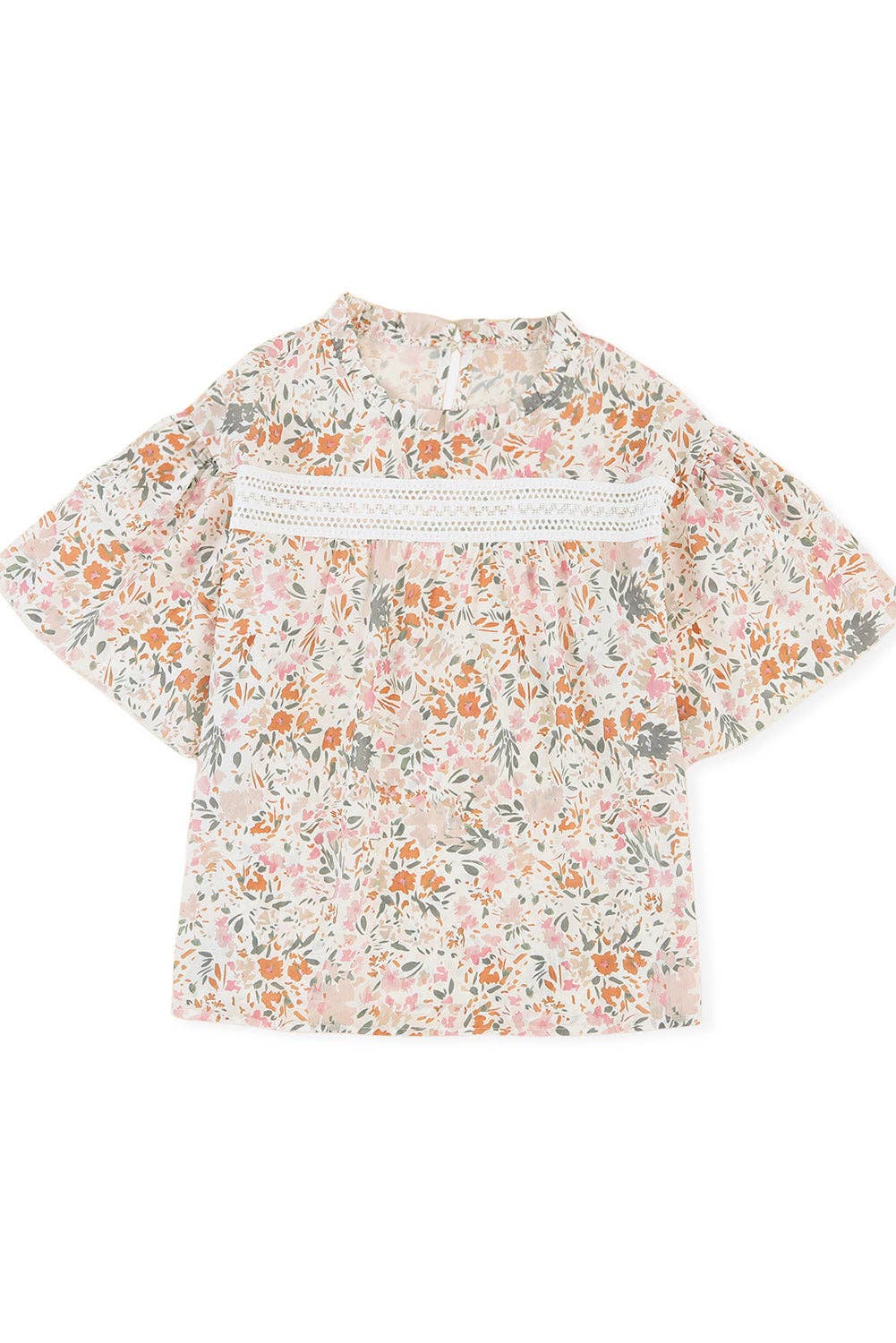 Floral Wide Ruffle Sleeve Blouse