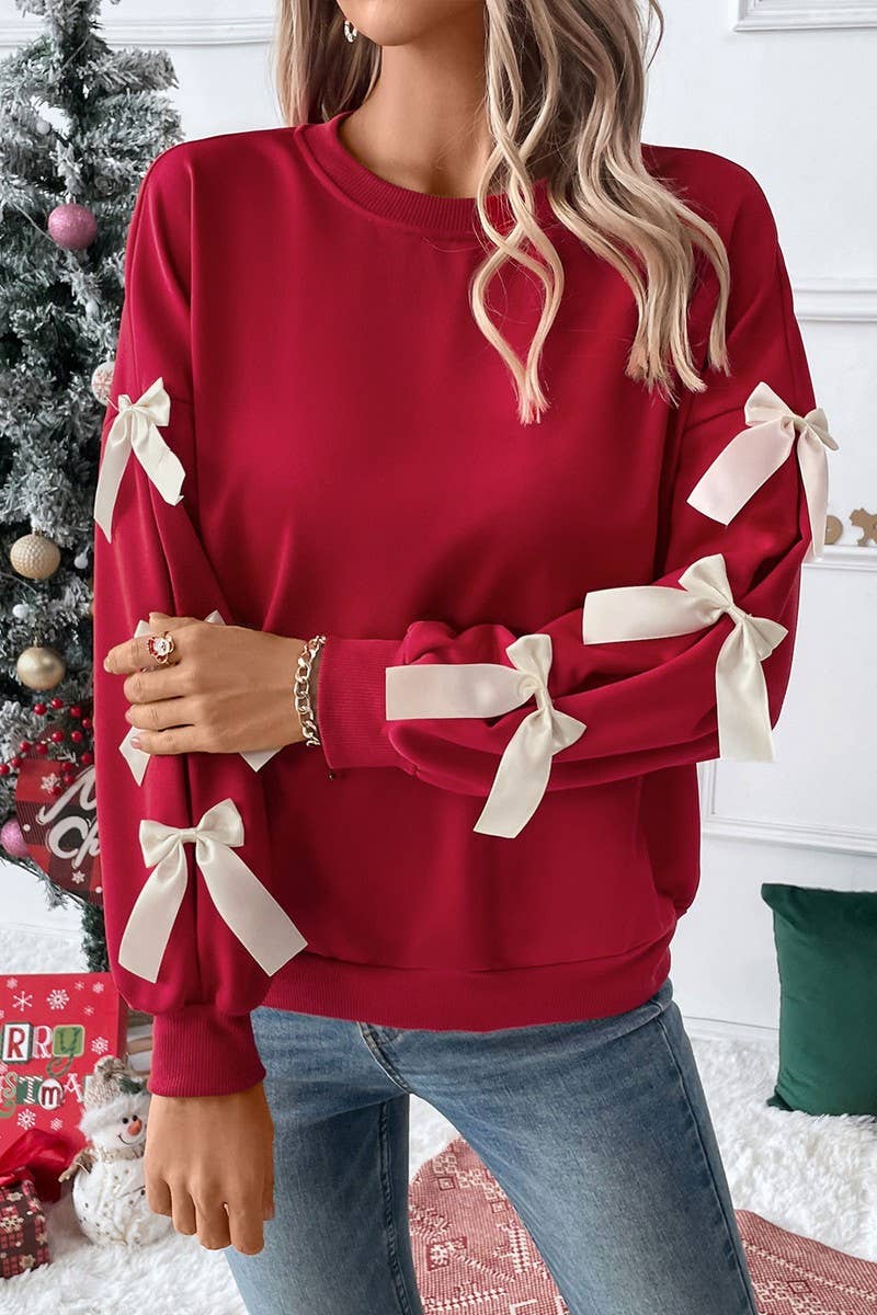 BOW RED CHRISTMAS SWEATSHIRT