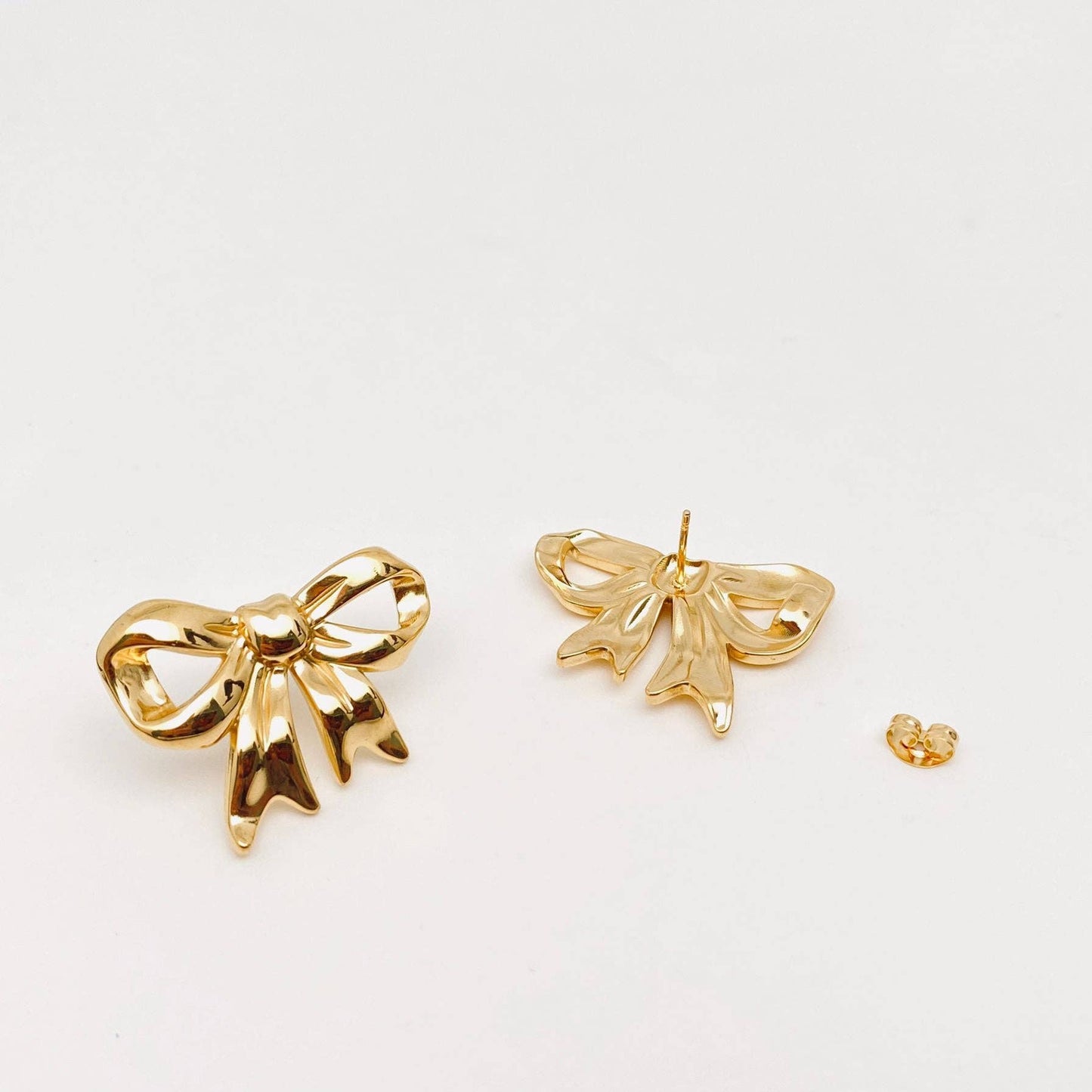 Bow 18K Gold Plated Stainless Steel Post Earrings - FGS