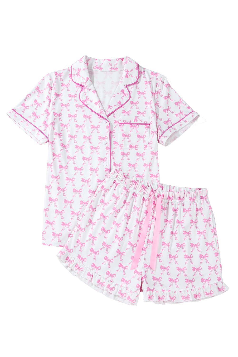 Bow Print Valentines Knot Shirts & Shorts Set