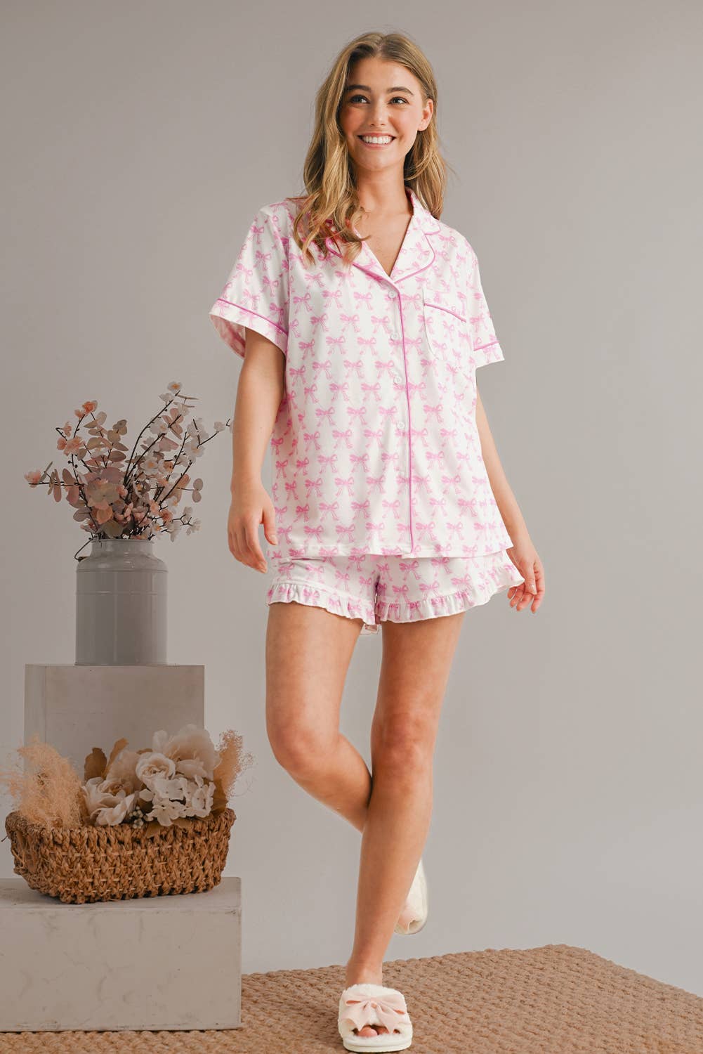 Bow Print Valentines Knot Shirts & Shorts Set