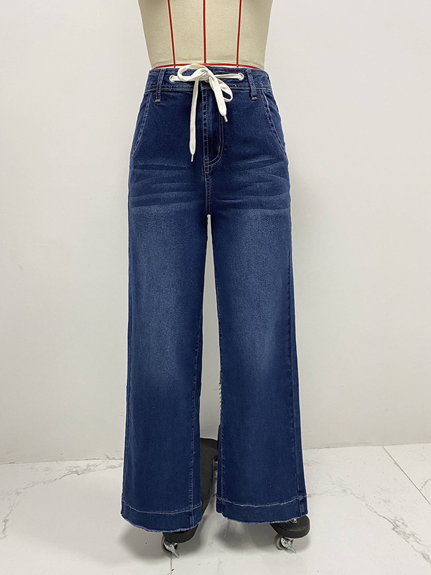 Lace Up Elastic Jeans