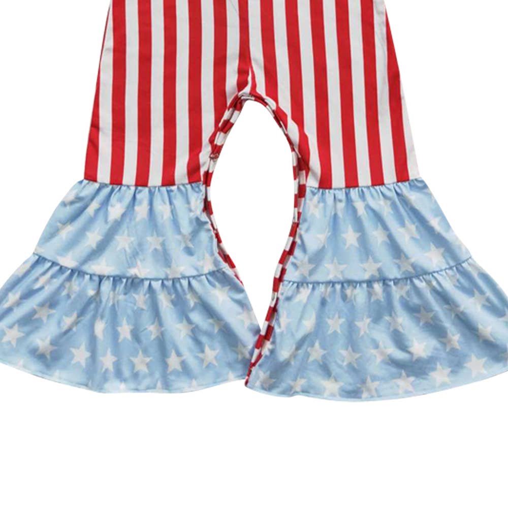 Baby Girls 4th Of July Stars Bell Bottom Jumpsuits