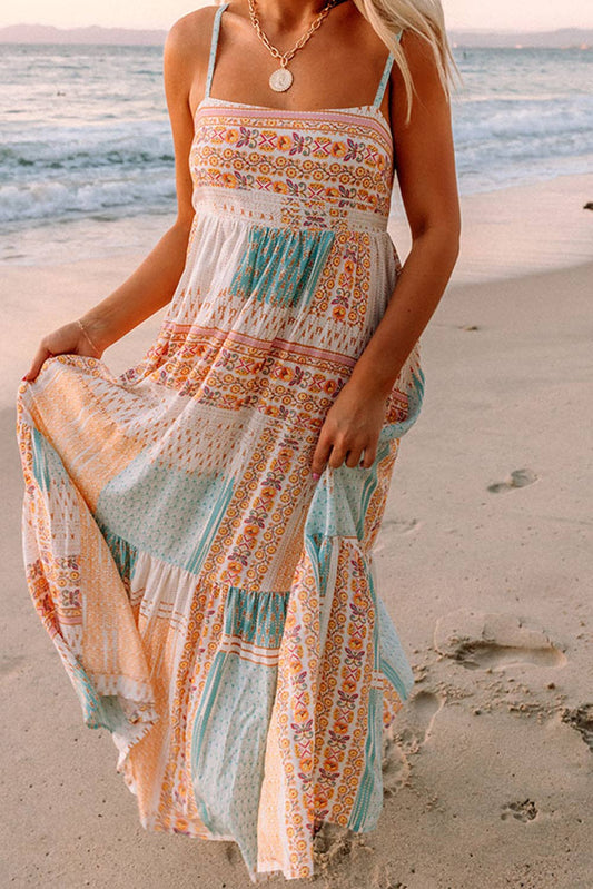 Boho Floral Square Neck Sundress