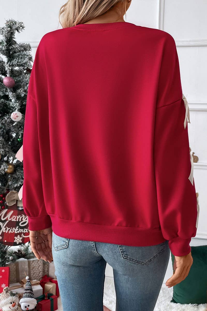 BOW RED CHRISTMAS SWEATSHIRT