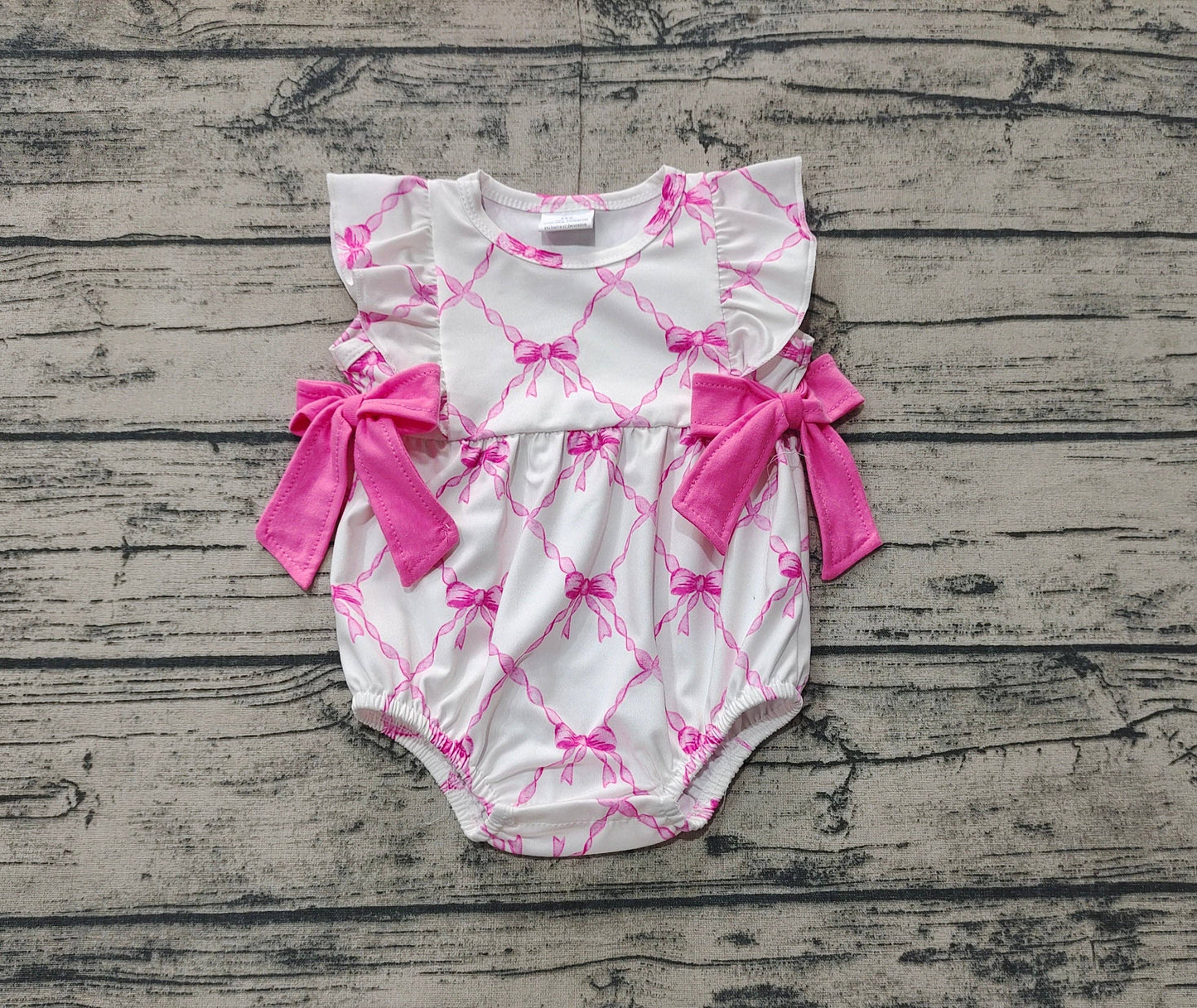 Baby Infant Girls Pink Bows Sleeveless Rompers