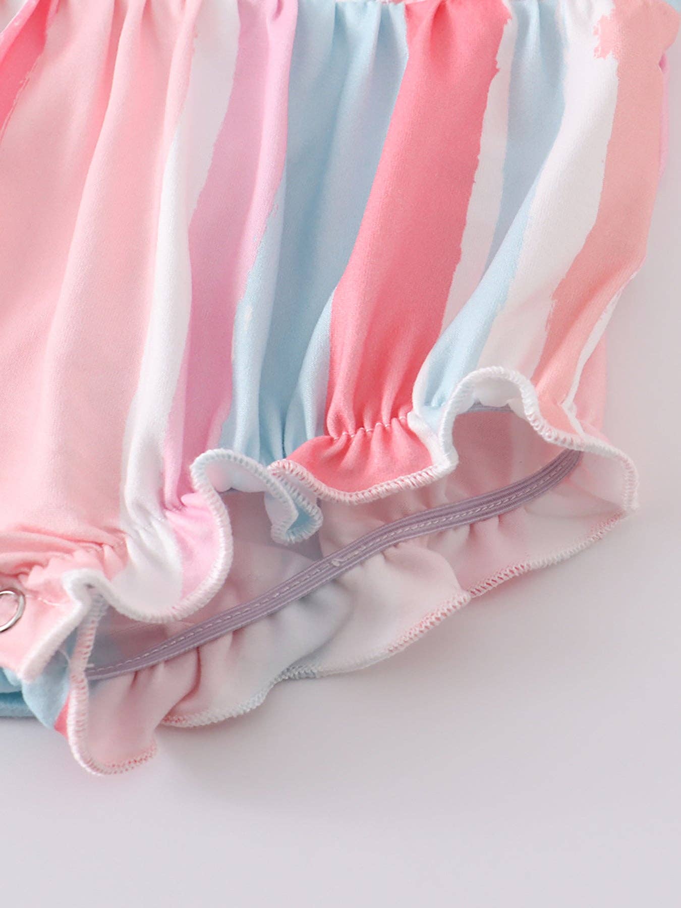 Colored Stripe Ruffle Baby Romper