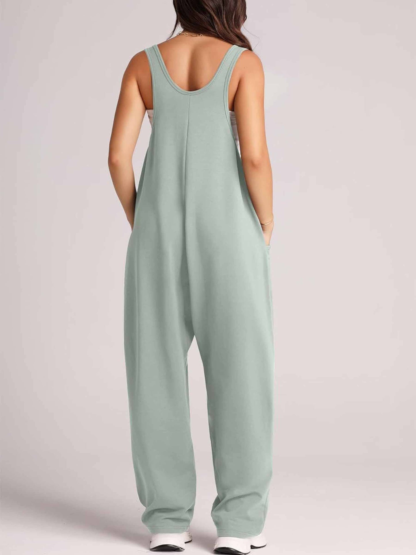 Pocket Sleeveless Knit Jumpsuit Pants