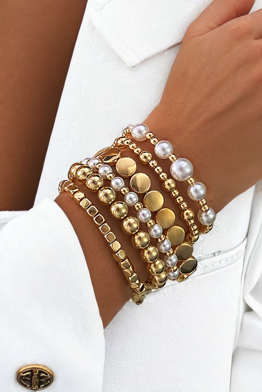 Minimalist Pearl Beaded Multi Layer Elastic Bracelets