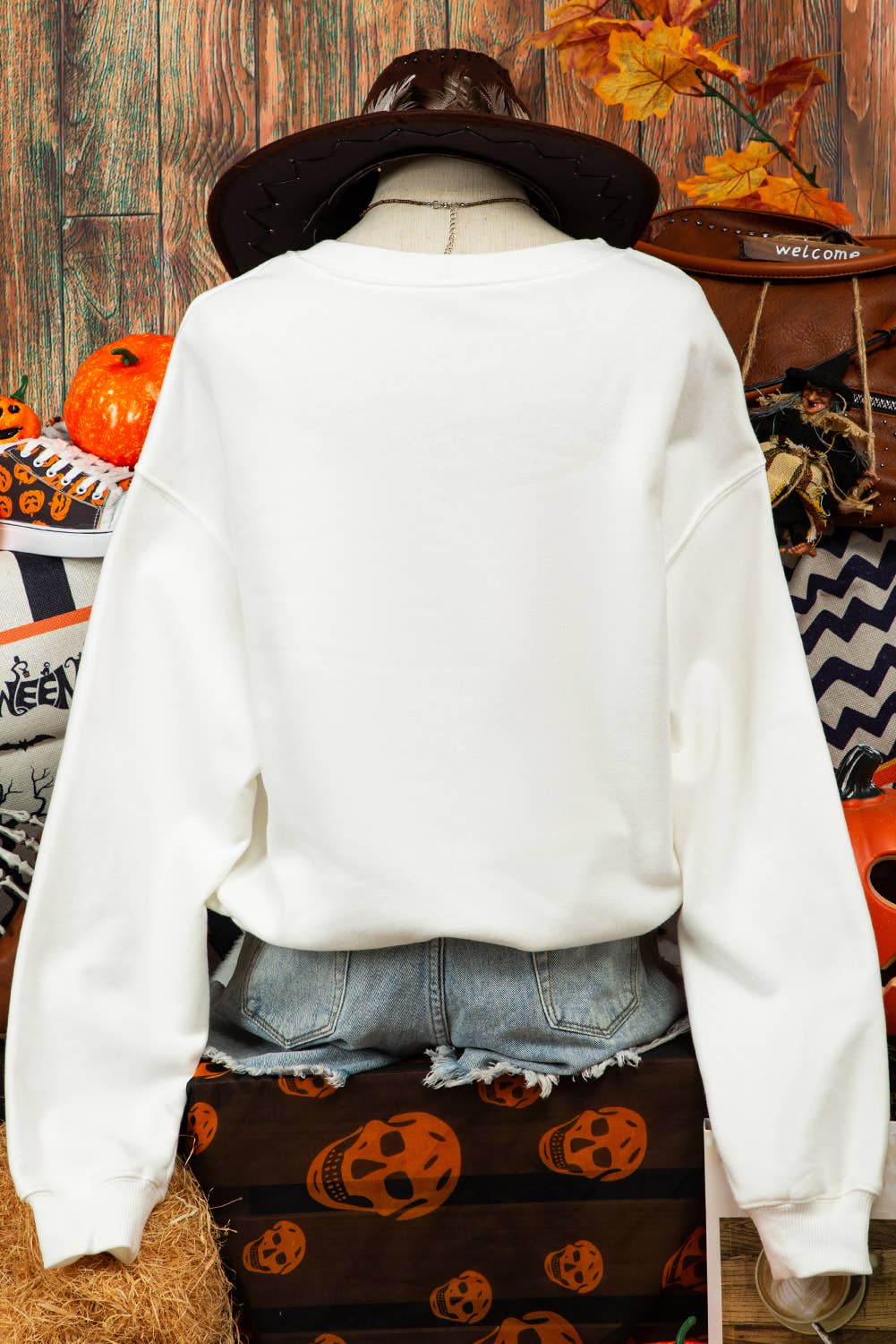 Fashion-W Hello Pumpkin Thanksgiving Graphic Sweatshirt
