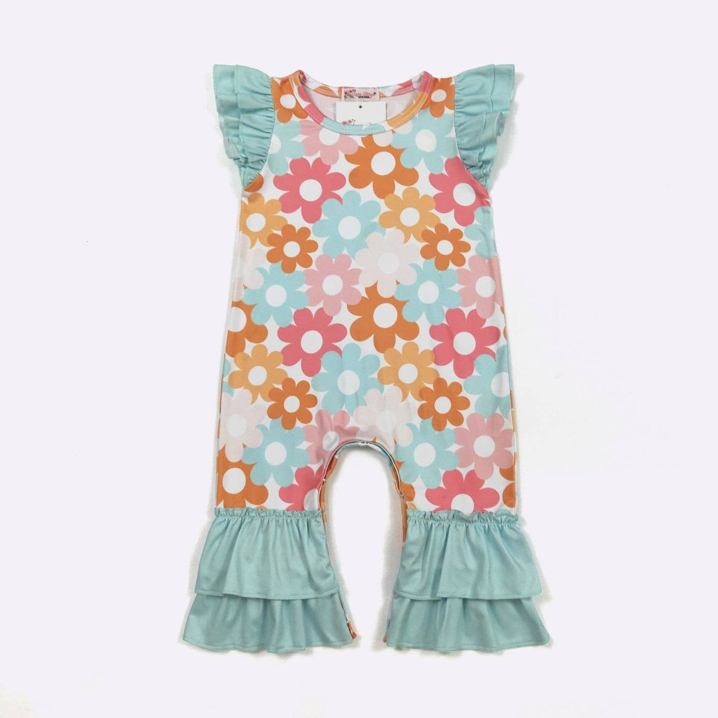 Aqua Daisy Baby Romper