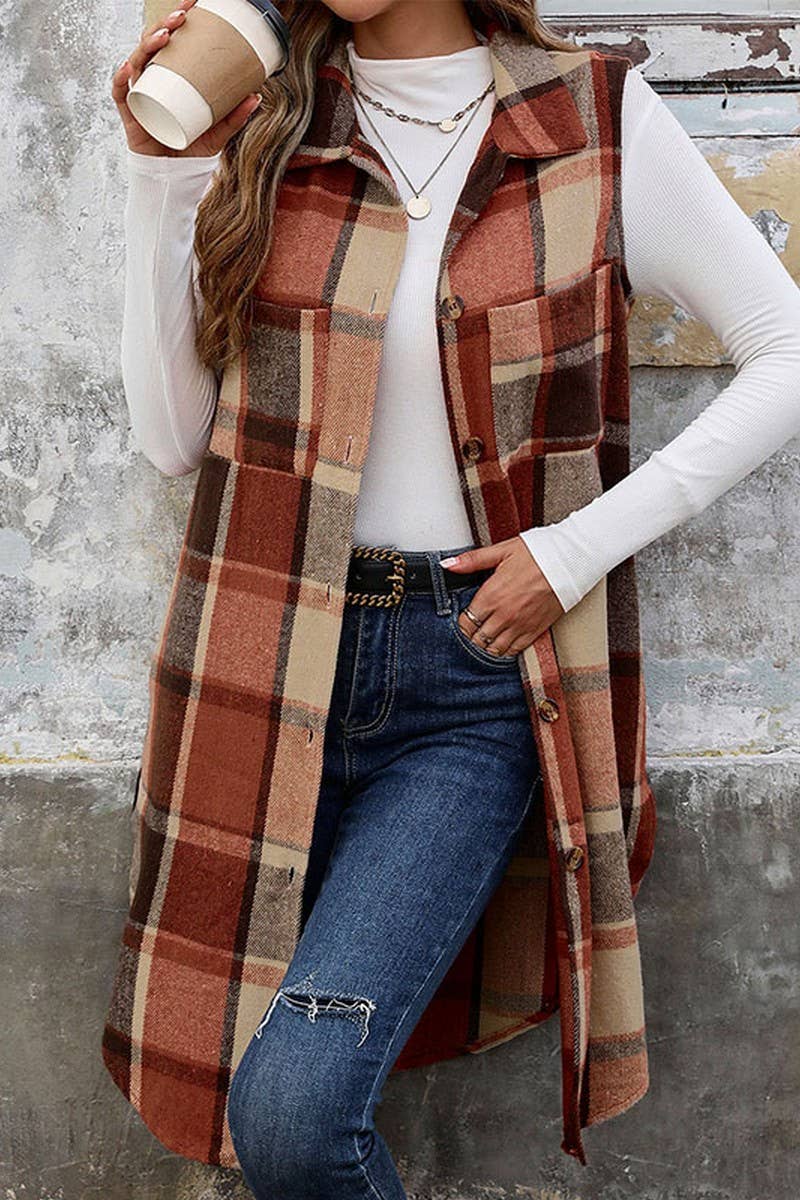 MID-LENGTH PLAID VEST