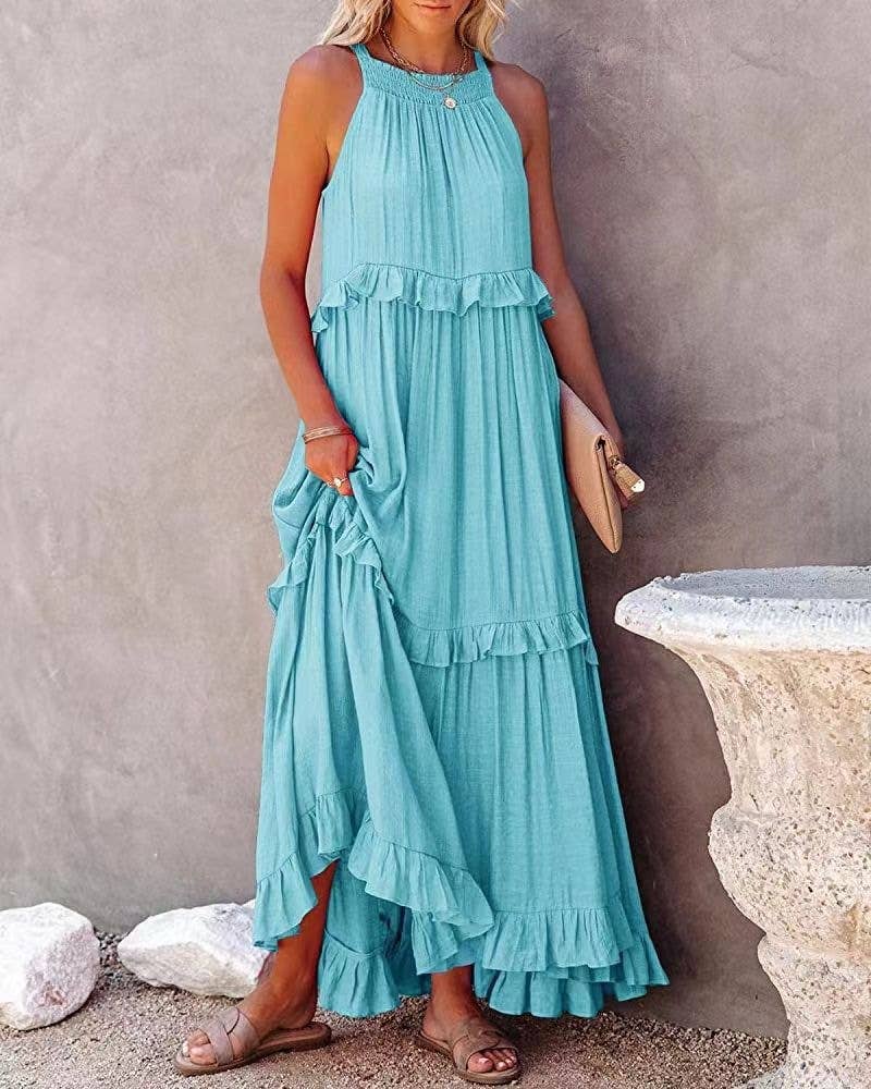 Temperament long floor skirt Cake skirt dress