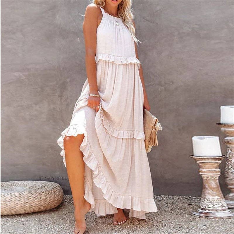 Beach Maxi Dress With Ruffle Hem